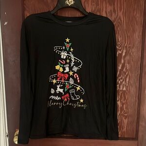 Black Christmas Tree Long Sleeve Shirt